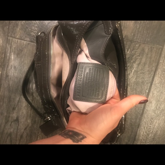 Gray Patent Leather Coach Bag